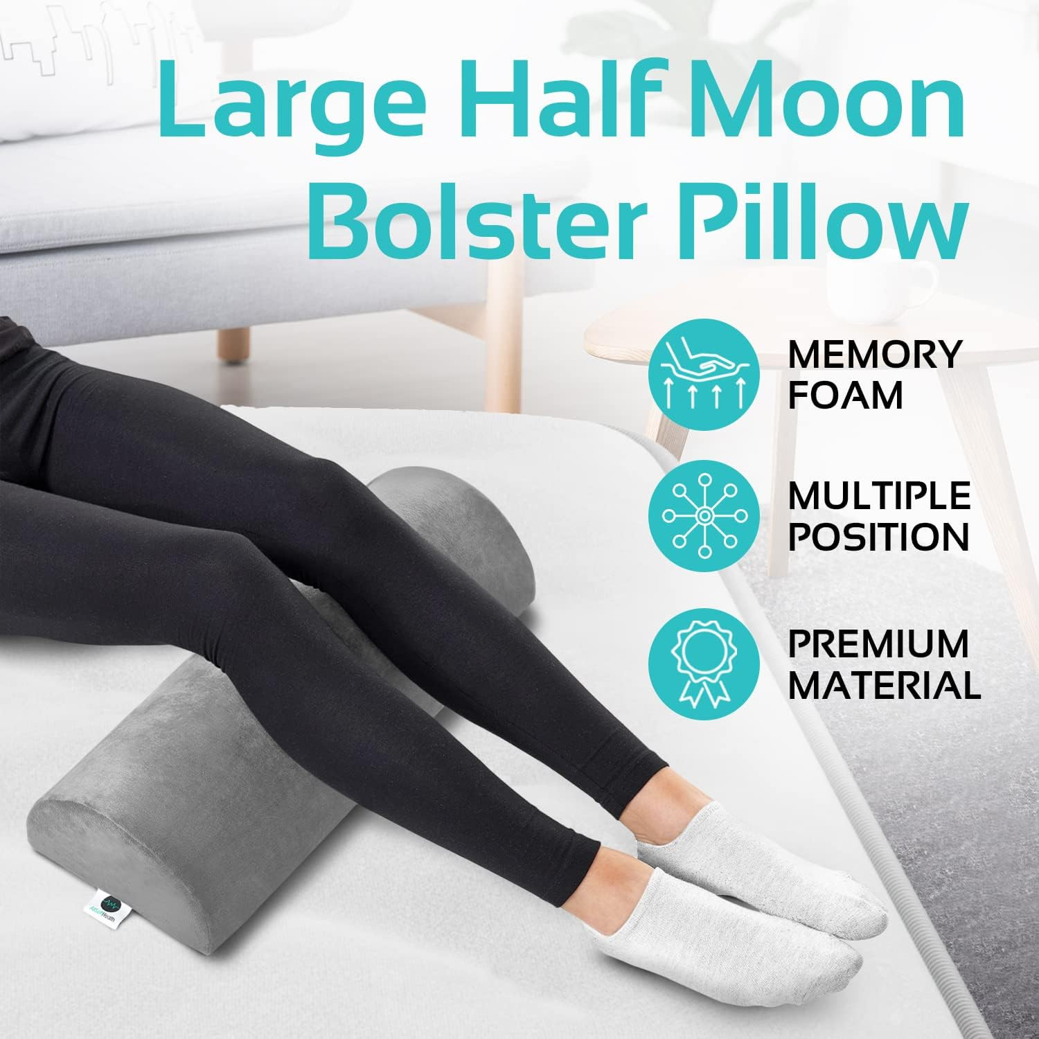 New Knee Pillow for Back Sleeping Memory Foam Half Moon Bolster Pillow for Legs