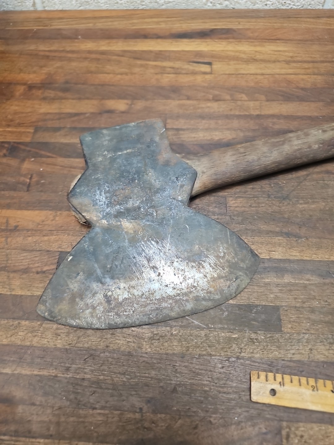 R22- Antique W. Dellinger Hand Forge Broad Axe - LANCASTER PA 1860s - 6 lb 8 oz