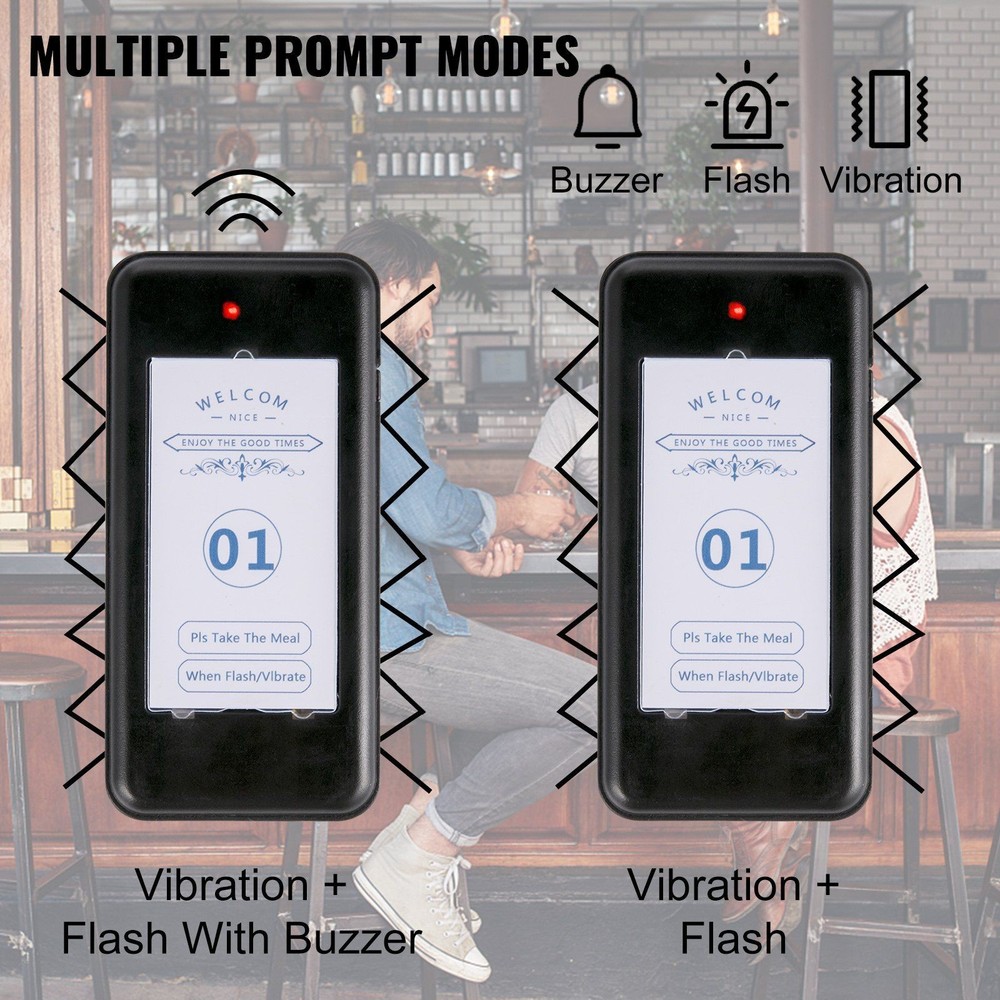 20 Pagers Wireless Calling System with Touch Keyboard & Vibration & Buzzer