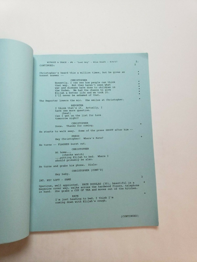 WITHOUT A TRACE / Byron Balasco 2007 TV Script, Poppy Montgomery "Lost Boy"
