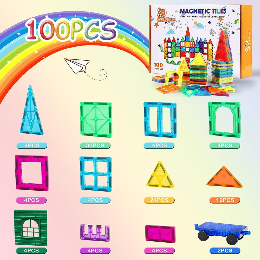 Magnetic Building Blocks Stacking STEM Educational Learning Toddler Toy 100 PCS