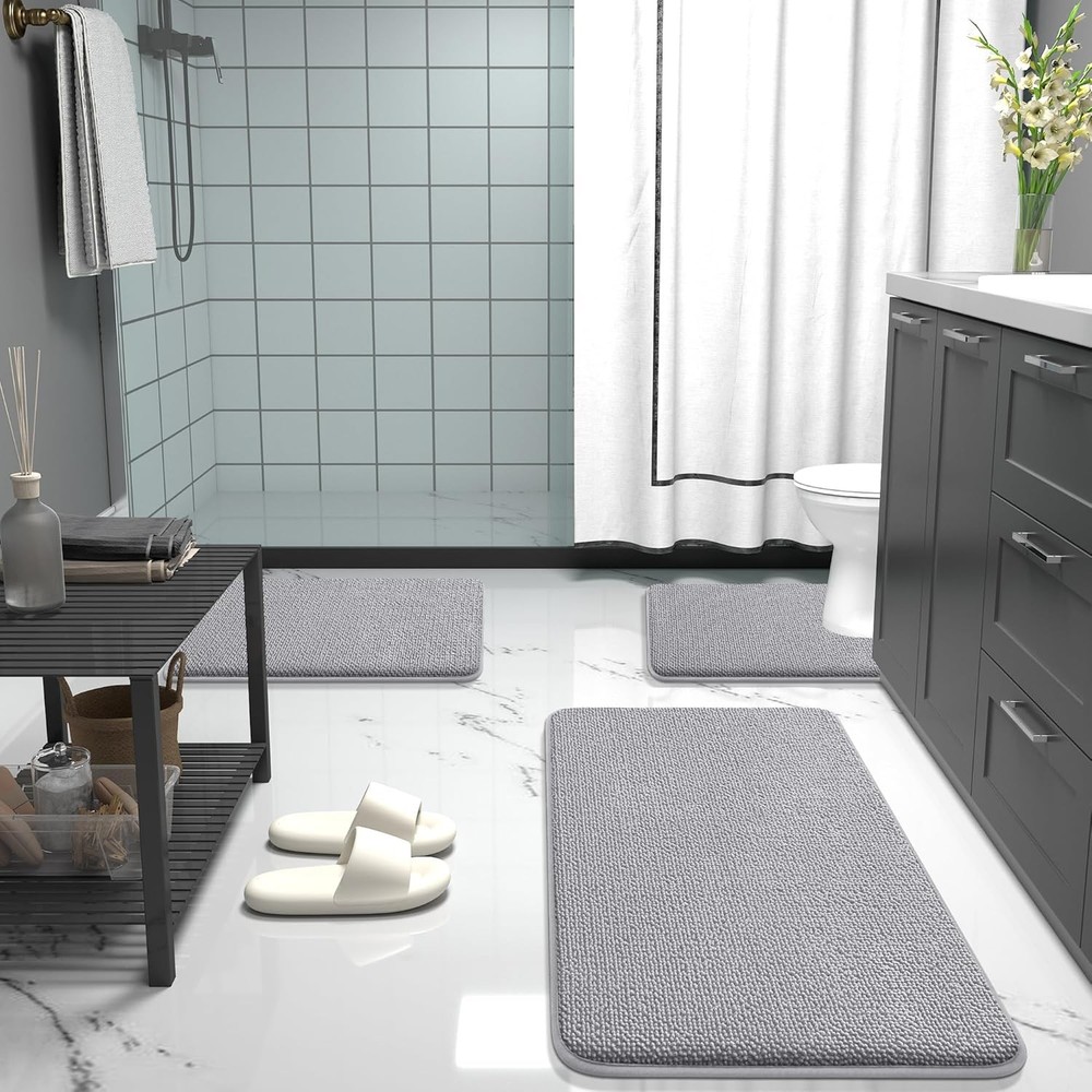 OLANLY Thick Memory Foam Bath Mat Rug 30x20, Extra Soft 30" x 20", Grey