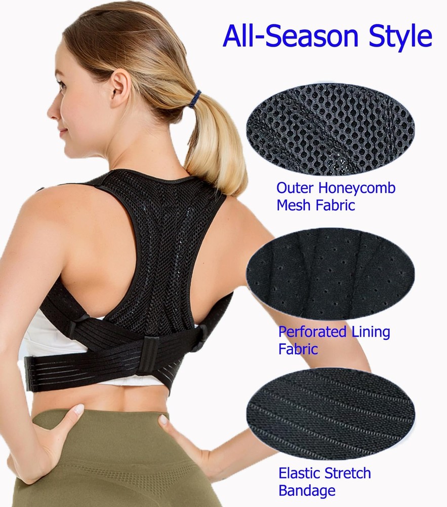 Posture Corrector for & Men Adjustable Lightweight Upper Back Brace Improve P...