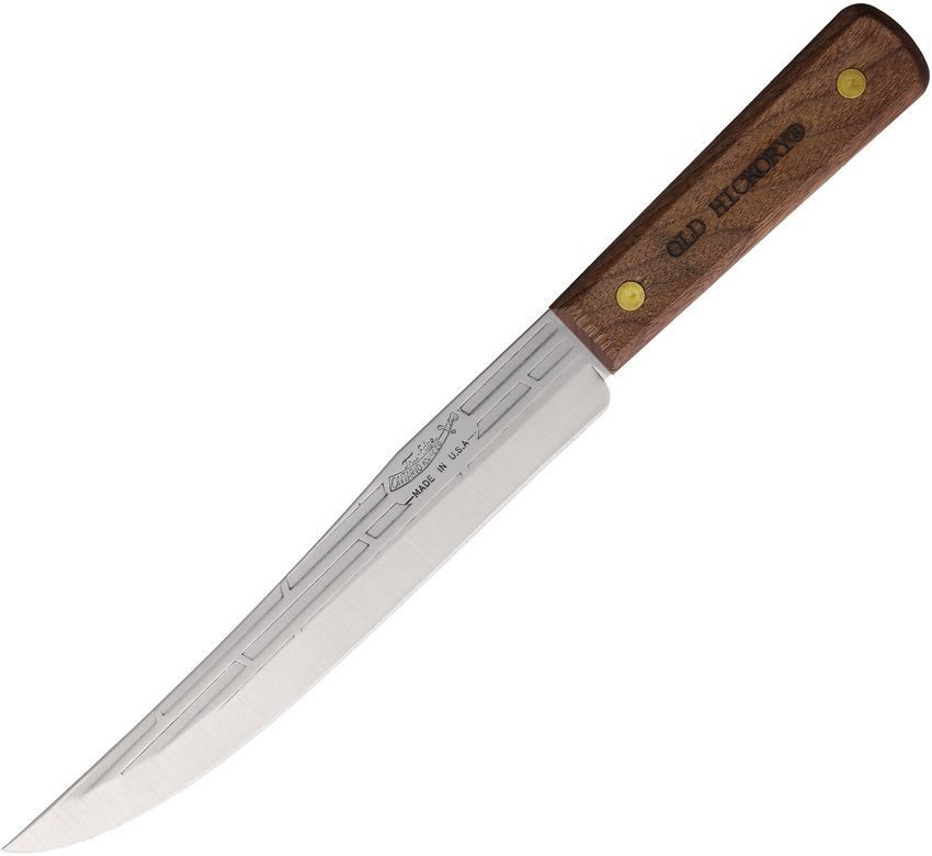Old Hickory Slicing Kitchen Knife 8" Carbon Steel Blade Brown Wood Handle 758
