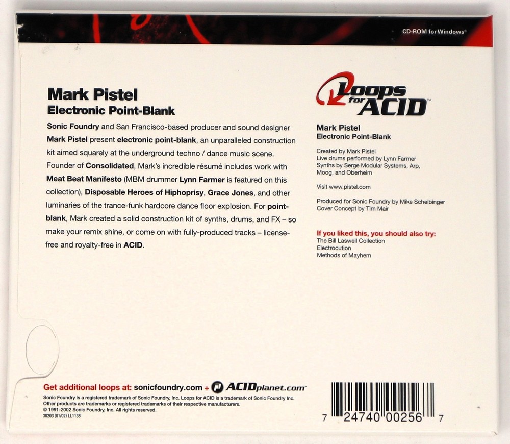 Sonic Foundry Electronic Loops For Acid Sample/Sound Library/Sampling CD