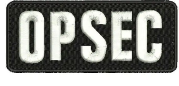 OPSEC embroidery patch 2x5 hook on back white letters