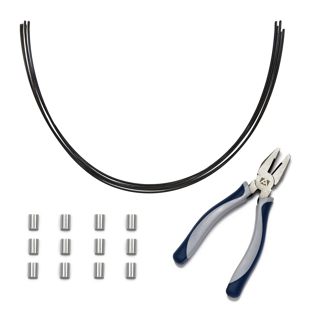 DIY Cable Tether Kit 12-inch Customizable 10 Pack Black Free Crimping Tool