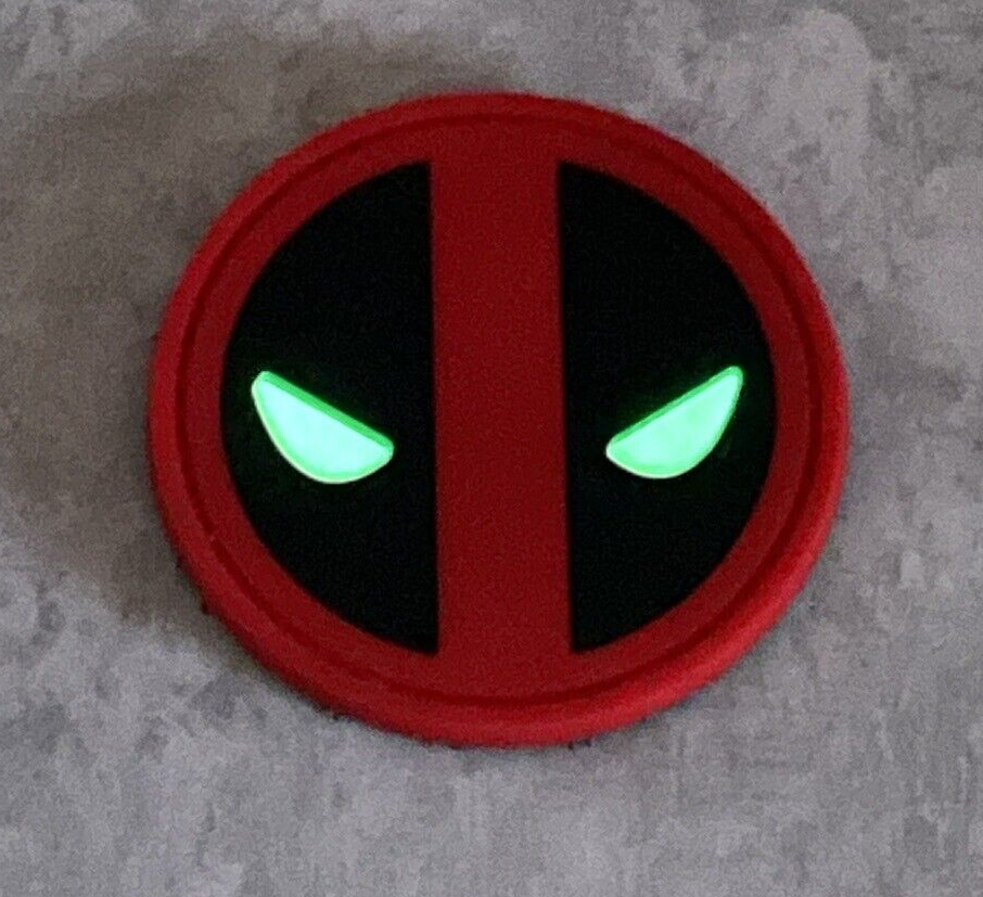 Deadpool Tactical PVC Morale Patch, Glow In Dark Eyes Superhero Patch
