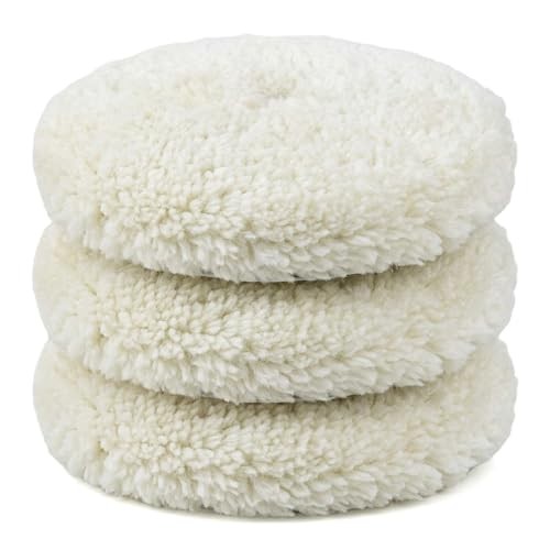 3 Pack Wool Polishing Pad, 7 inch Wool Buffing Pad for Compound Cutting &
