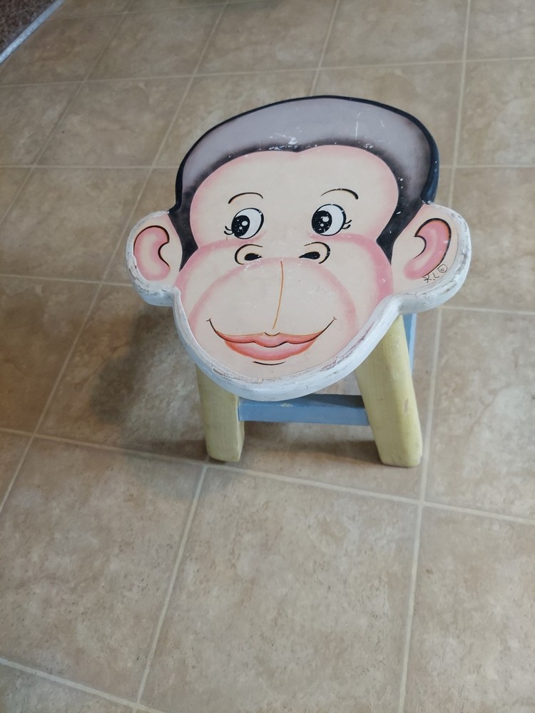 Wooden Vintage Monkey Face Stool