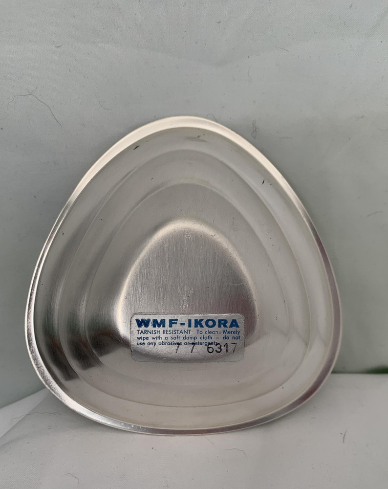 WMF Ikora Silver Plated Triangular Bowl 6" Germany Tarnish Resistant Vtg Flaw
