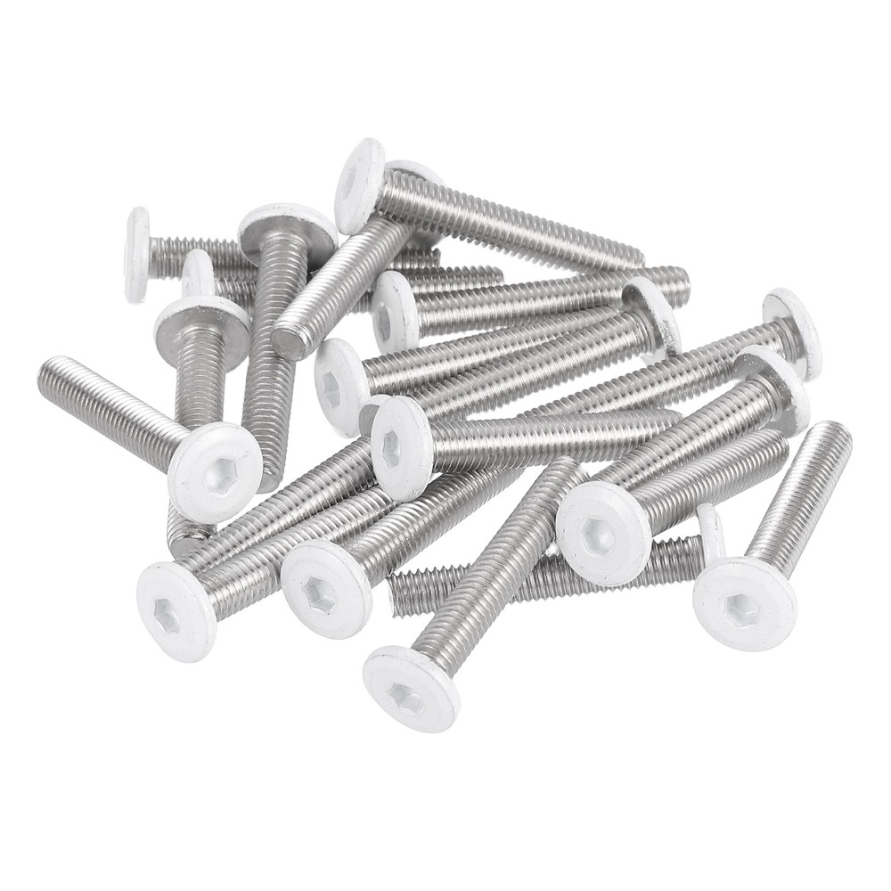 20 Pcs M5-0.8 x 30mm Button Head Hex Socket Head Screws, White