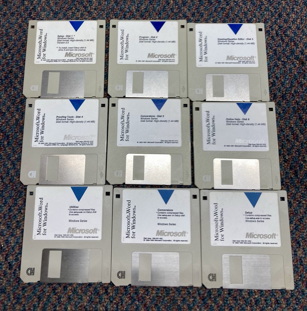 Microsoft word For Windows Version 2.0 +Setup, Utilities, and Conversion disks