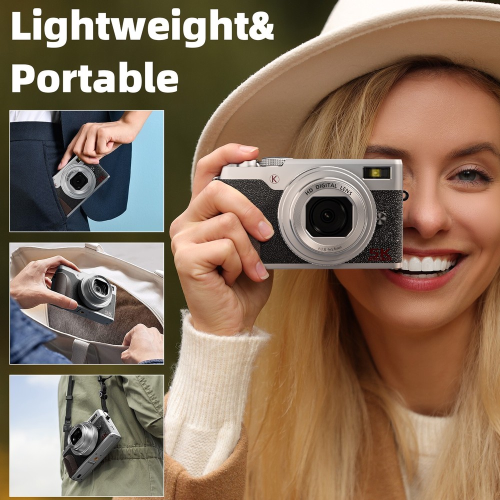 5K Digital Camera 18X 64MP Autofocus Compact Video Camera for YouTube Vlogging