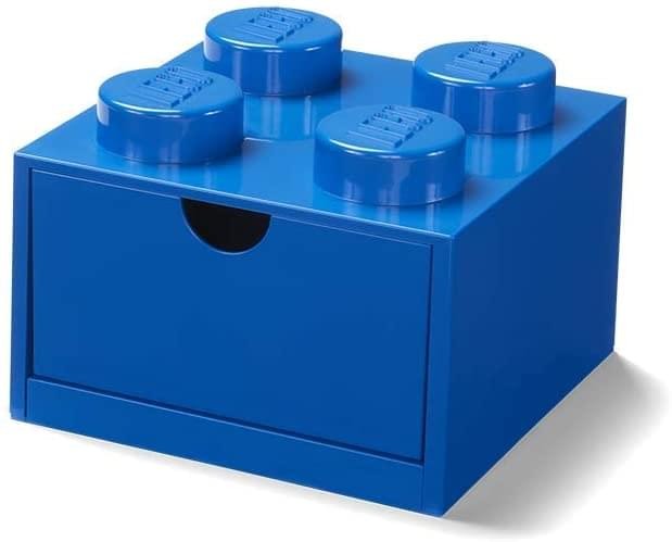 LEGO Desk Drawer 4 Knobs Stackable Storage Box | Blue
