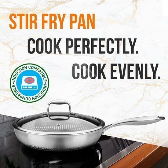 NutriChef Non-Stick Frying Pan w/Lid - 500°F Heat Resistant, PFOA/PFOS FREE