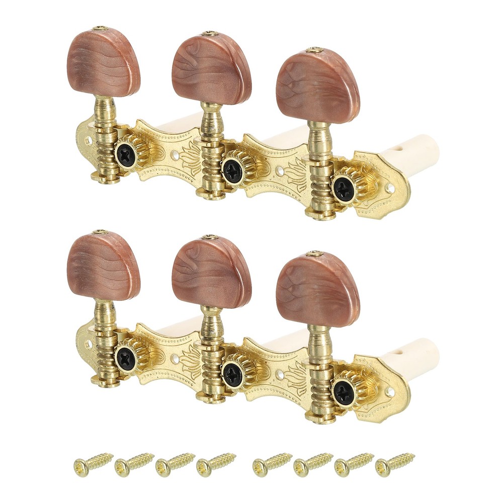 Classical Guitar String Tuners Keys 1 Left 1 Right, Brown Buttons, 1 Set