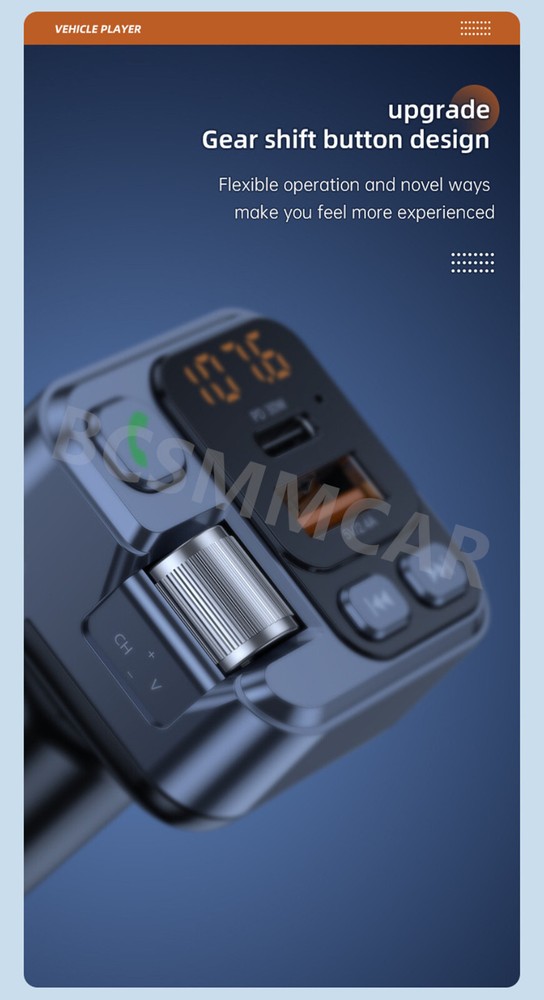 Bluetooth 5.1 Car Wireless FM Transmitter Adapter USB PD Fast Charge Hands-free