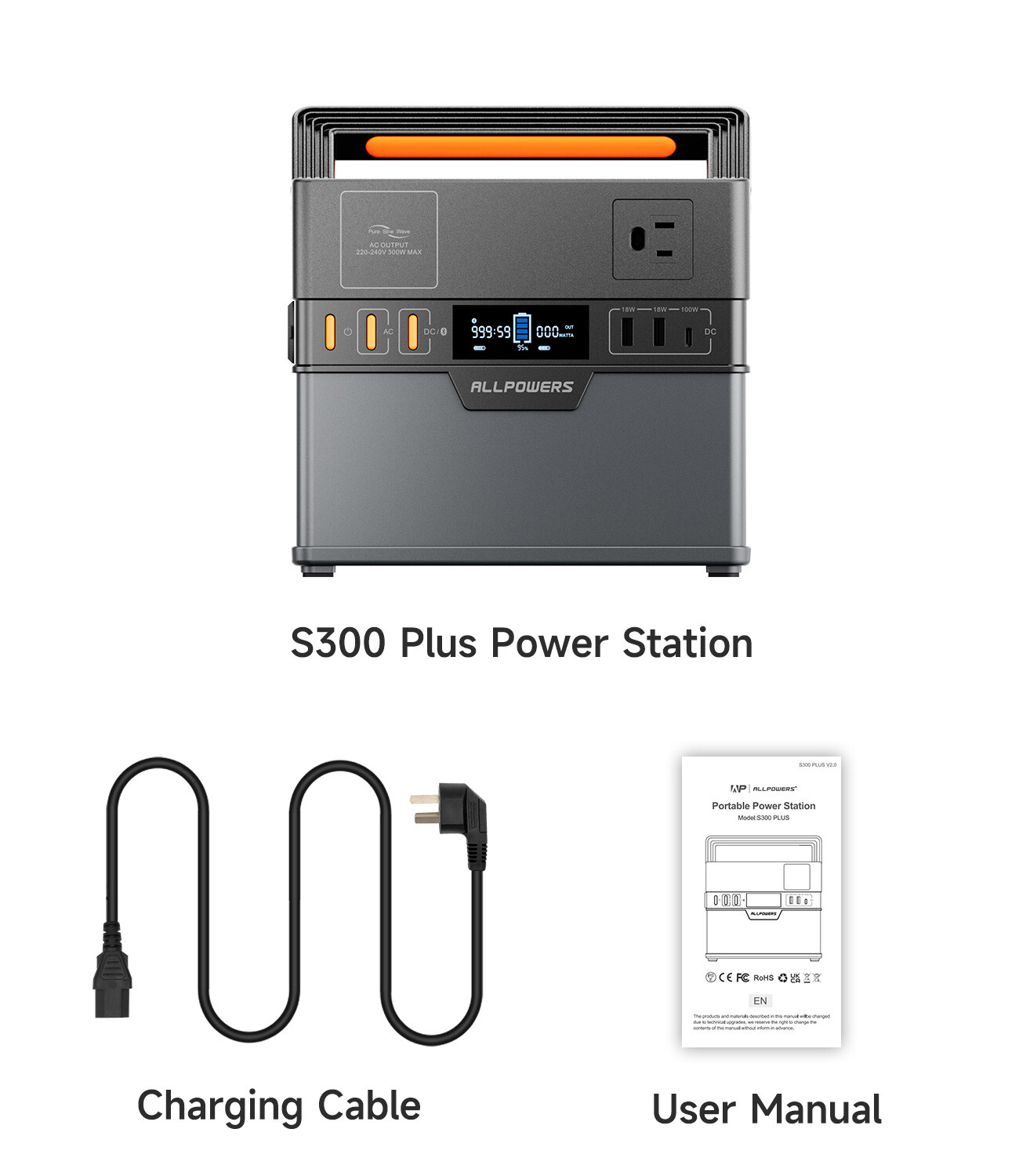 ALLPOWERS Portable Power Station 300W Solar Generator Backup Lithium Battery AC