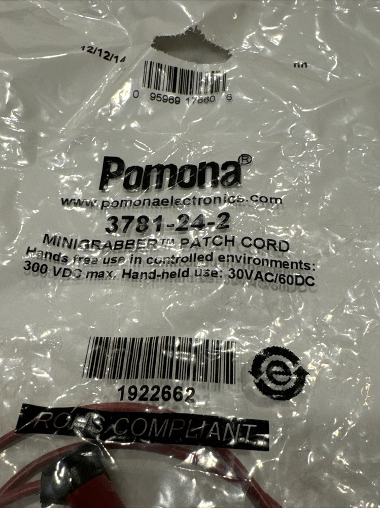 New POMONA ELECTRONICS 3781-24-2 Monogrammed Patch Cord