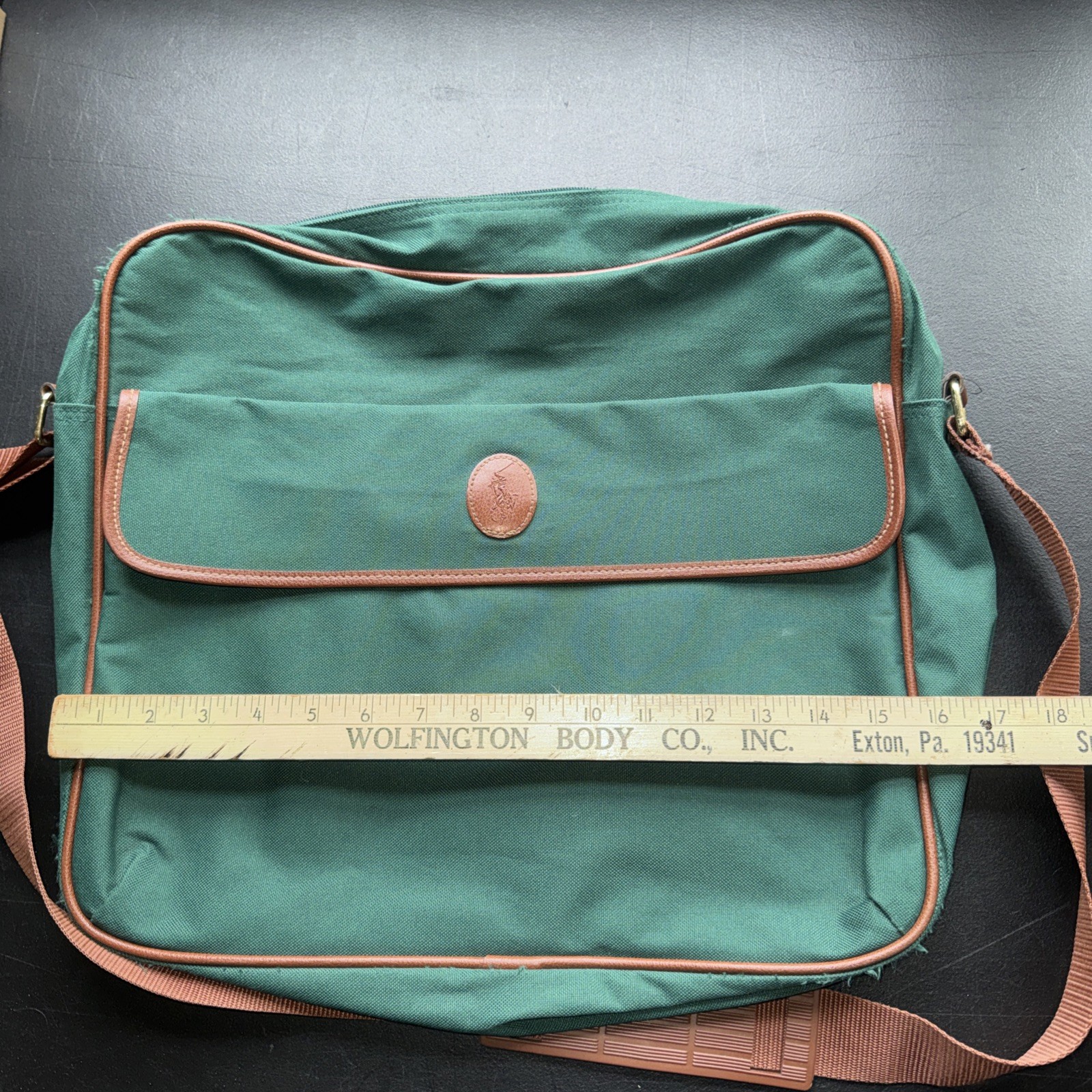Polo Ralph Lauren Vintage Hunter Forest Green Canvas Computer Bag Messenger Bag