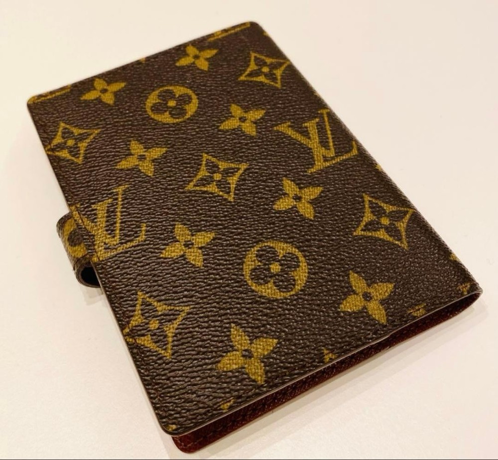 Louis Vuitton Monogram 6 Ring Notebook Cover Brown Leather Authentic