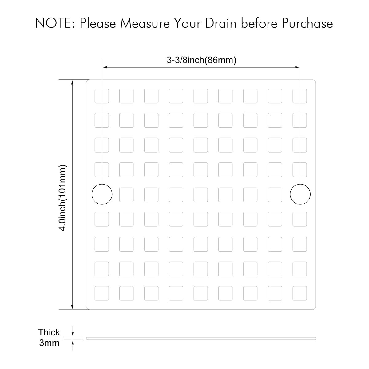 4 Inch Brushed Nickel Square Shower Drain Cover SUS304 Stainless Steel