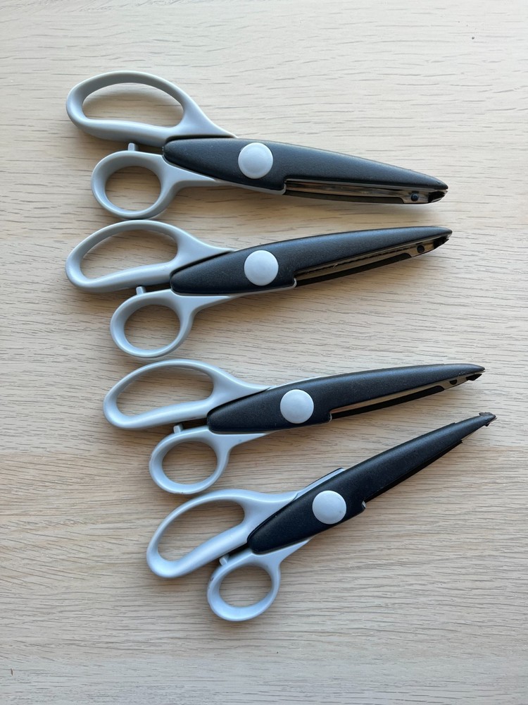 Fiskars Paper Edgers 4x Scissors - Clouds/Wave/Mini Scallop/Mini Pinking Pattern