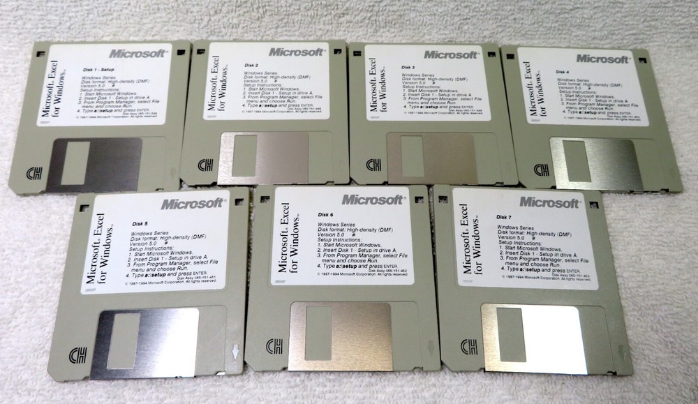 Vintage Microsoft Excel for Windows 5.0 - 3.5" Floppy Disk (7)