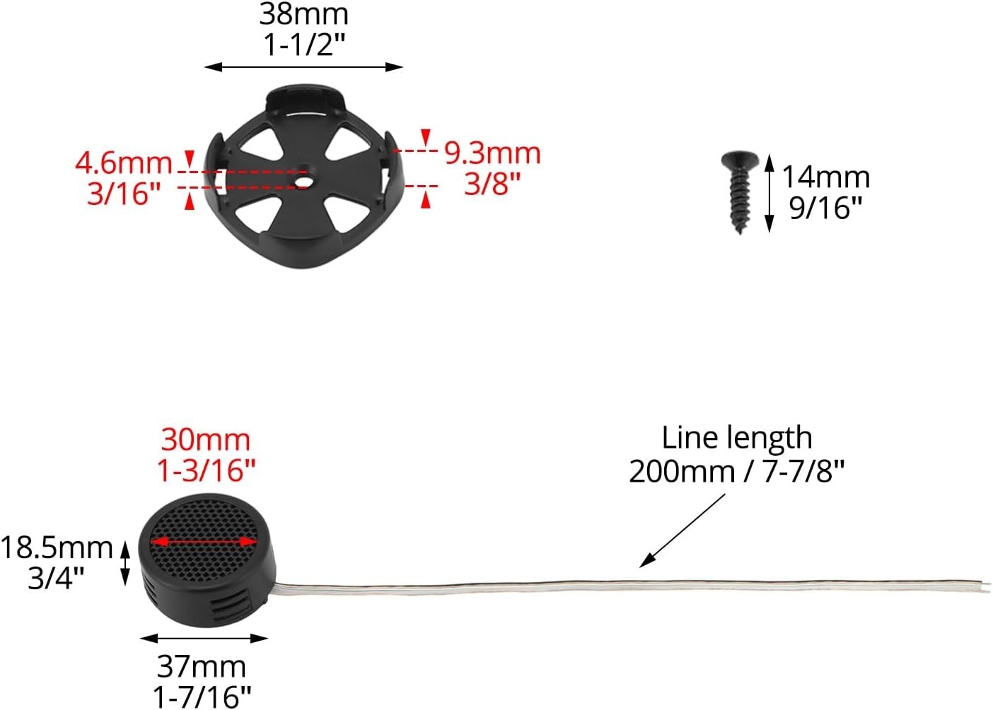 2 Pair 1 inch Car Tweeters 1000W Black Super High Frequency Micro Dome Piezo