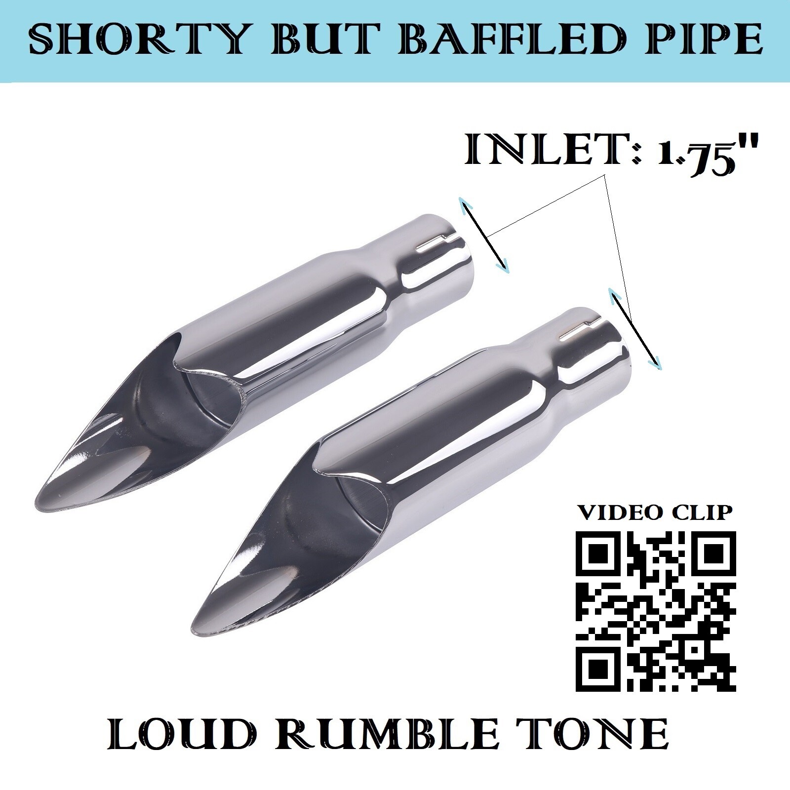 SHARKROAD Gp Shorty Style Slip On Mufflers For Harley Softail 1986-2017 Chrome