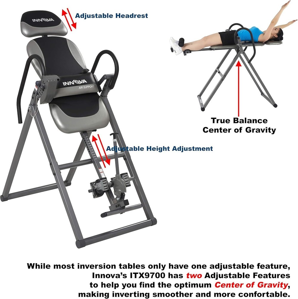 Innova Inversion Table with Air Lumbar Support, Adjustable for Maximum Comfort