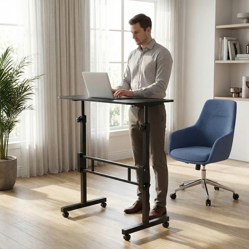 mall Spaces Rolling Computer Desk Corner Laptop Work Desk Printer Table Storage