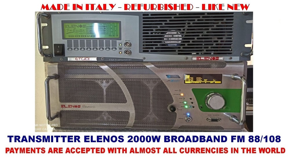 Broadcast Professional Elenos 2000w FM Transmitter Wide Band 88 108