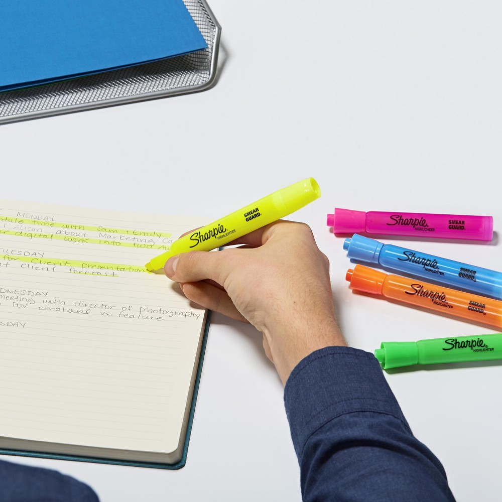 SHARPIE Highlighters 4-Pack Fluorescent Yellow Chisel Tip With Smear Guard 25164