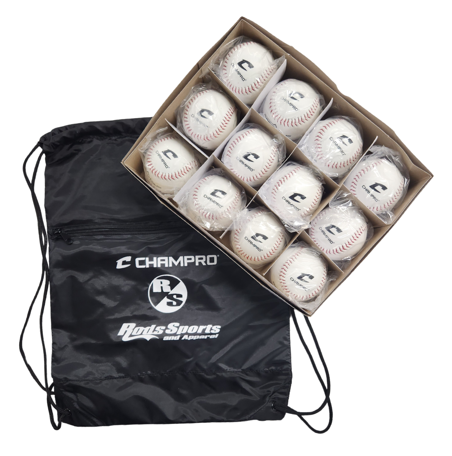 CHAMPRO CBB-90 Durahide Cover Baseballs and Sackpack – 12 Balls and One Bag