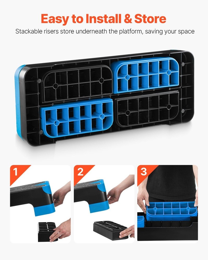 High-Impact Step Platform 28in Reinforced Base Adjustable Heights Blue