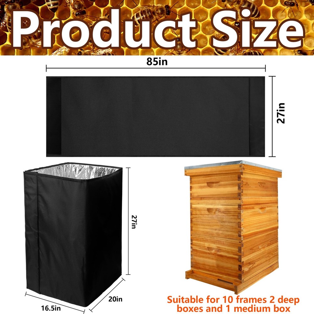 codree 10 Frame Winter Bee Hive Wrap- 2 2 Deep Boxes & 1 Medium Box, 10