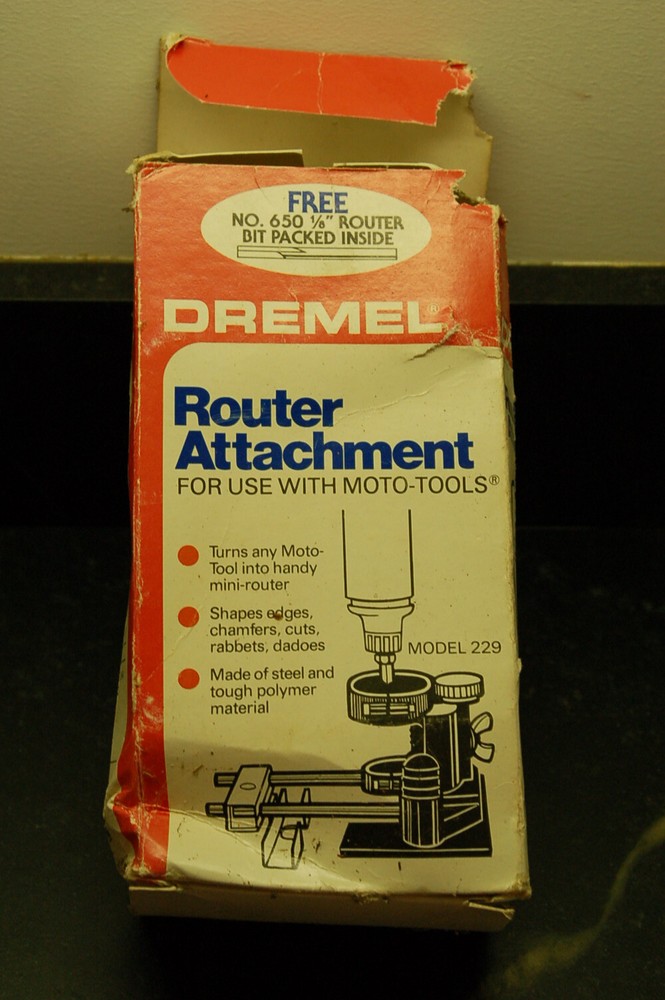 Vintage Dremel Router Attachment Model 229 Lightly Used with Bit OPEN BOX