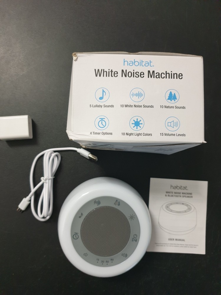 Habitat Noise Machine White Compact With USB Charging Cable