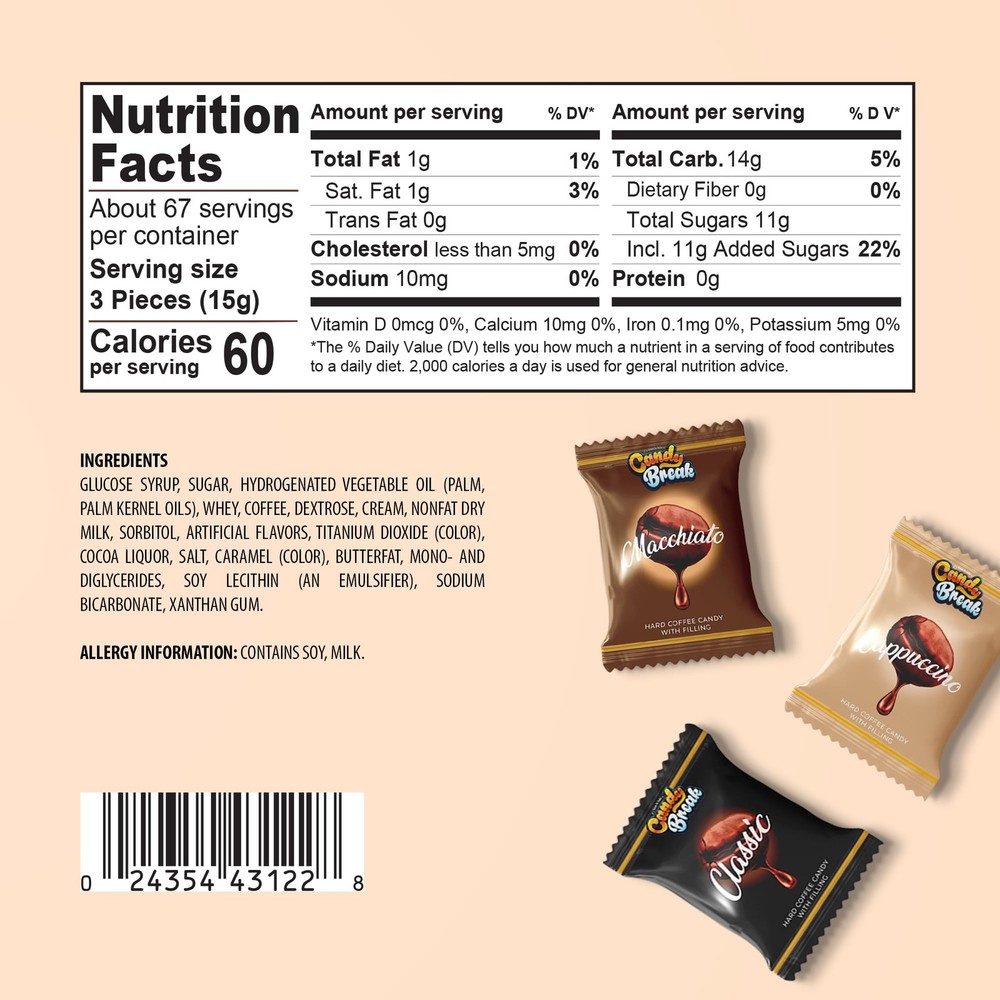 Candy Break Coffee Drops, Center Filled Hard Candy, Coffee Candy Individually...