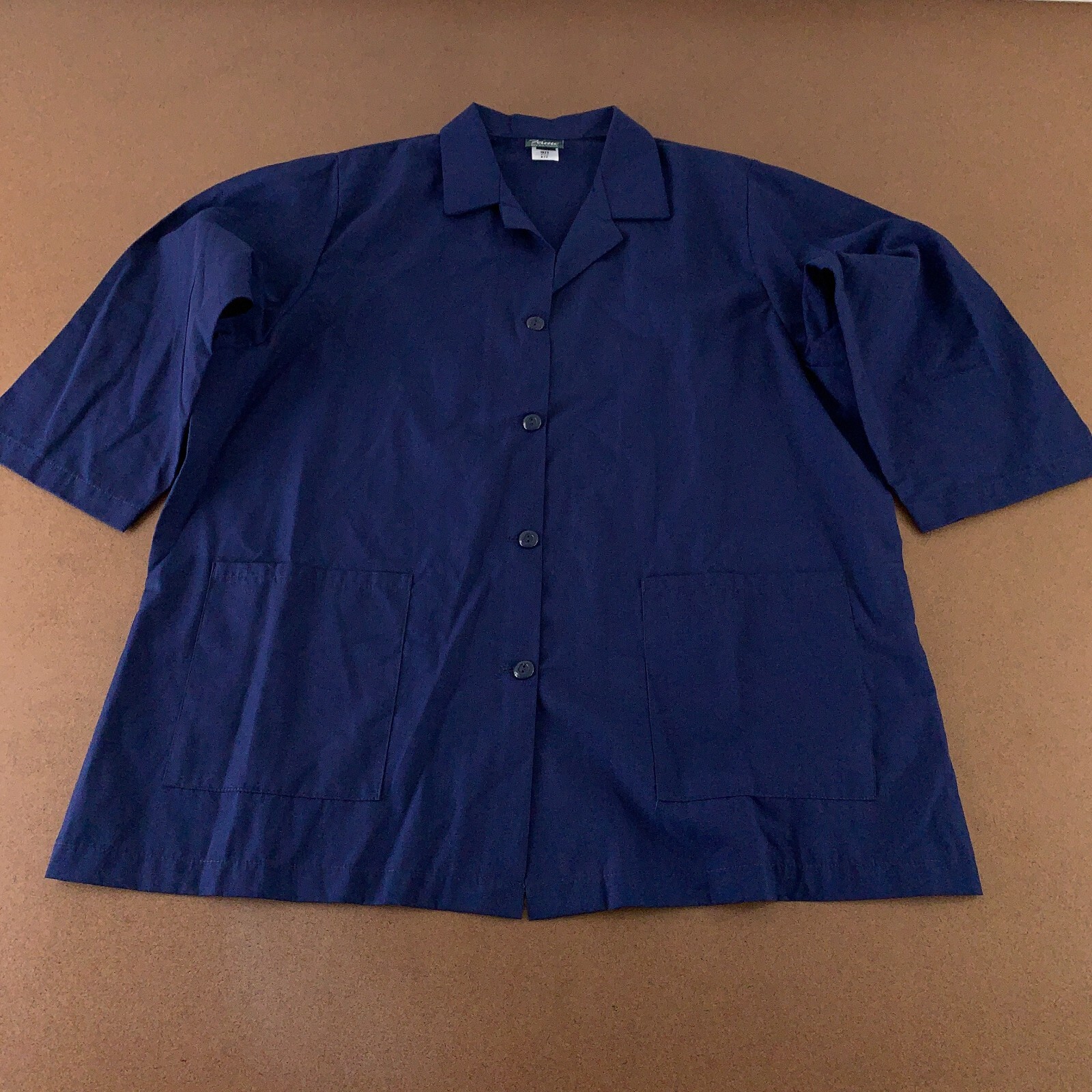 Fame K72 Women's Size XL Navy Blue 3/4 Sleeve Button Front Smock New