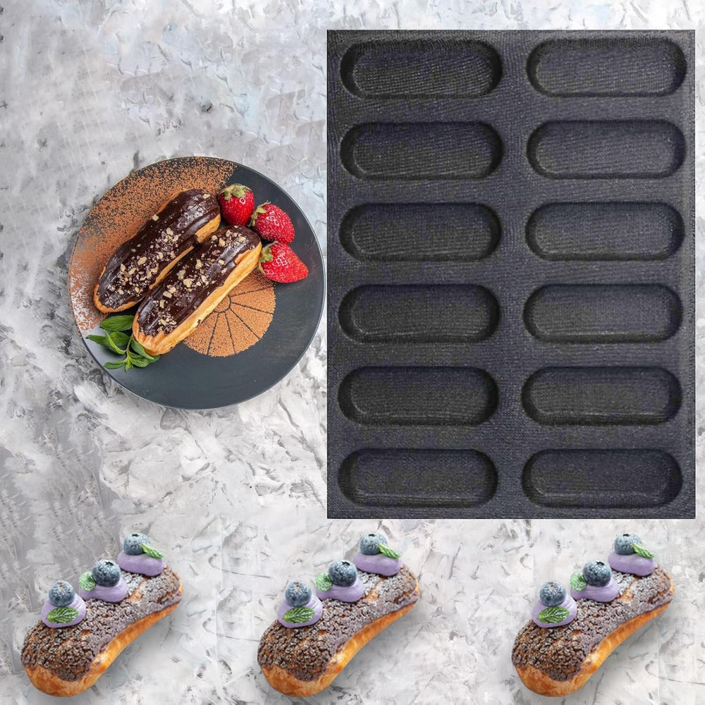 Silicone Perforated Bread Mold for Baking, 12 Individual Oblong Baking Forms, Ho