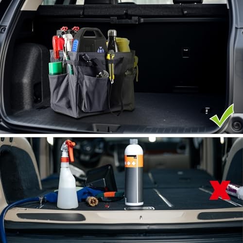 Car Trunk Organizer Multifunctional Storage Toolbox Carry Griddle,Large Black