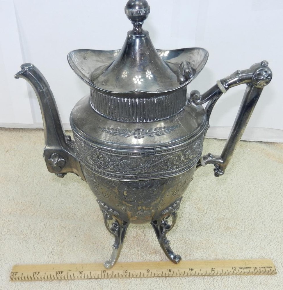 Victorian Simpson Hall Miller Floral Pattern Treble Plated Coffee Tea Pot !!