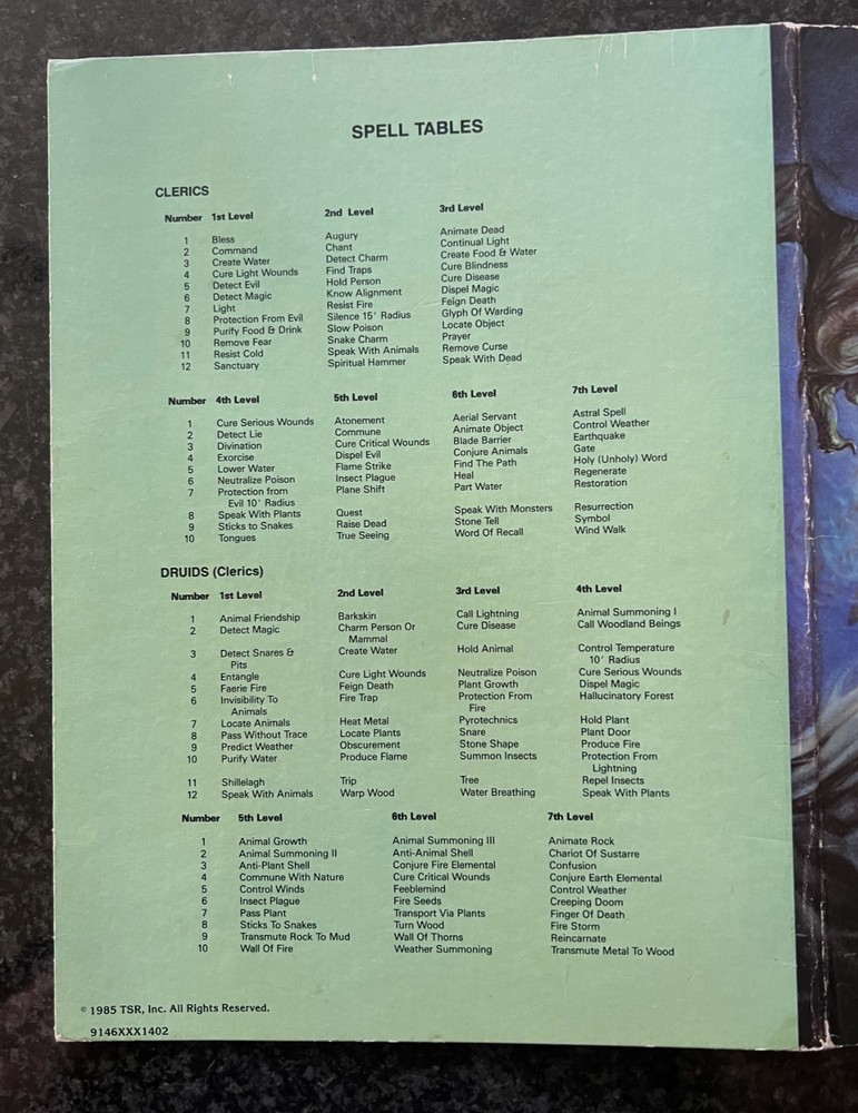 AD&D Dungeon Masters & Players Reference Screens Advanced Dungeons & Dragons
