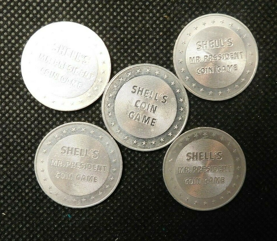 FIVE SHELL COIN GAME TOKENS! e1603CXX