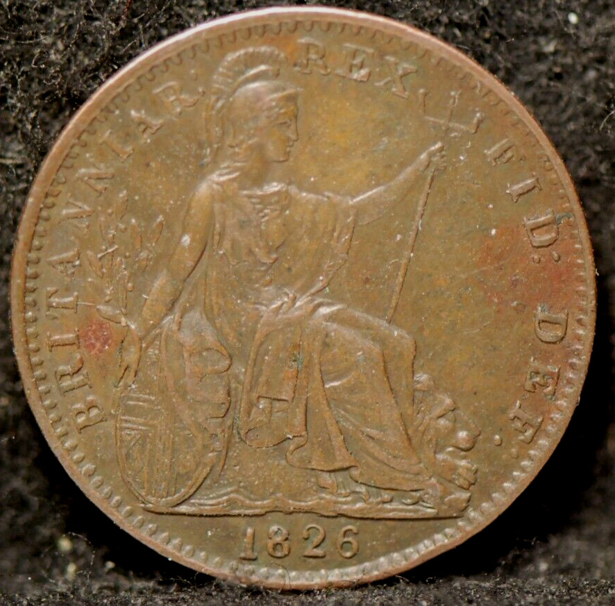 Great Britain, 1826 Farthing, KM697, Extremely Fine+, light scratch, 2-3