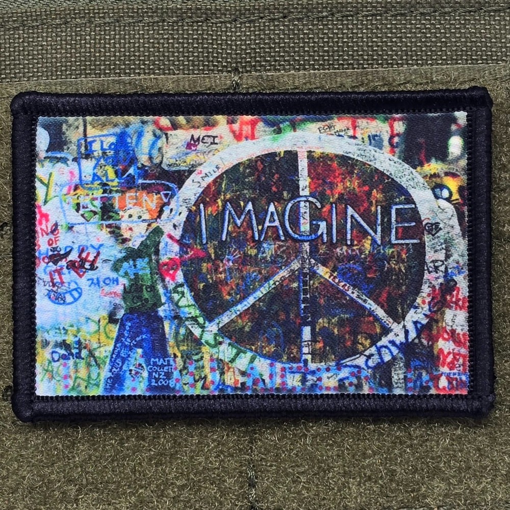 Lennon Wall Patch Moral Imagine Peace Tactical Meme USA Flag Hook & Loop 3x2