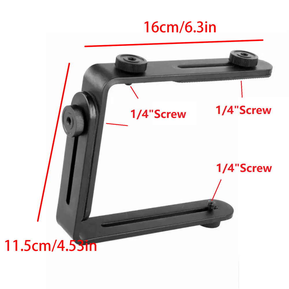 Camera Holder L Shaped Flash Black Aluminum Bracket For Camera&Speedlite Flash